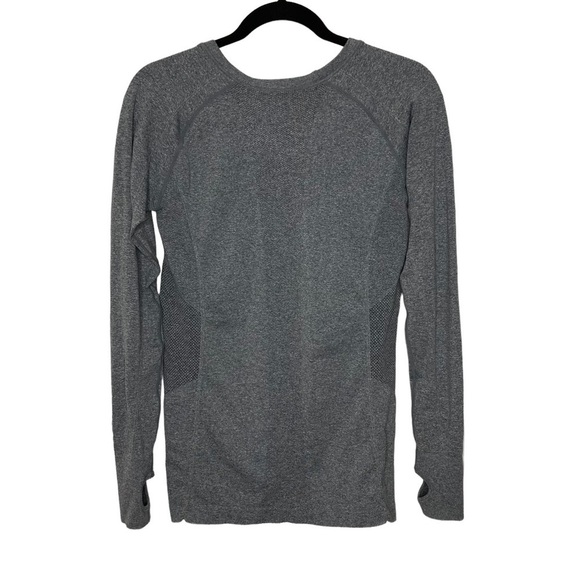 Zella Gray Round Neck Long Sleeves W/Thumbholes Plain/Mesh Looking Pattern - Picture 2 of 11